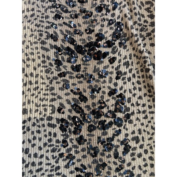 Vintage Y2K Cache Leopard Sequin Tank Top Size L Metallic Ribbed Glam Mob Wife - Picture 2 of 11